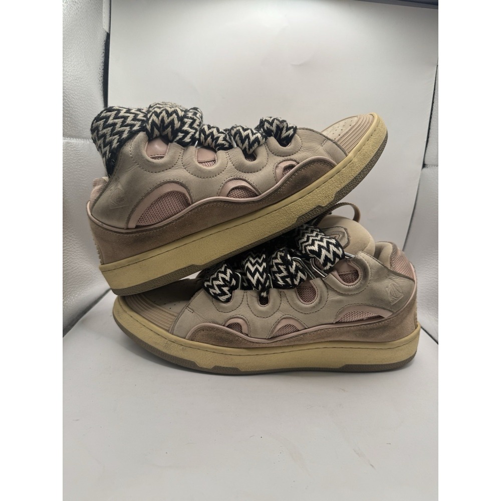 Lanvin Curb Low Top Lace-Up Sneaker Beige Tan 43 US 10 FM-SKRK11-DRAG-A20